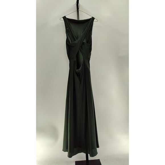 Quince Women Washable Stretch Silk High Neck Midi Dress Forest Green L - Picture 2 of 2